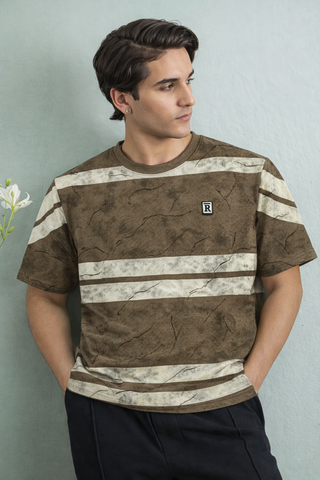 Vintage Marble Stripe Tee – Brown