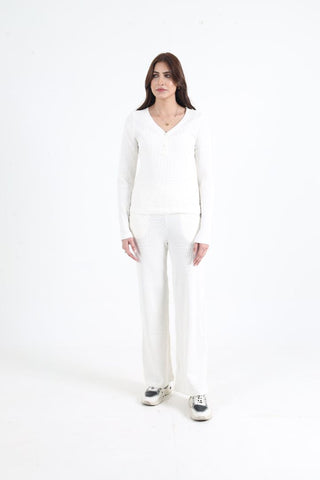 Ivory Bliss Ribbed Co-Ord Set