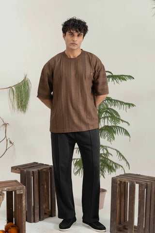 Dark Brown Textured Signature Tee